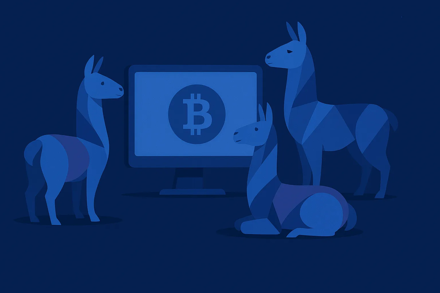Llamas Around Bitcoin Screen